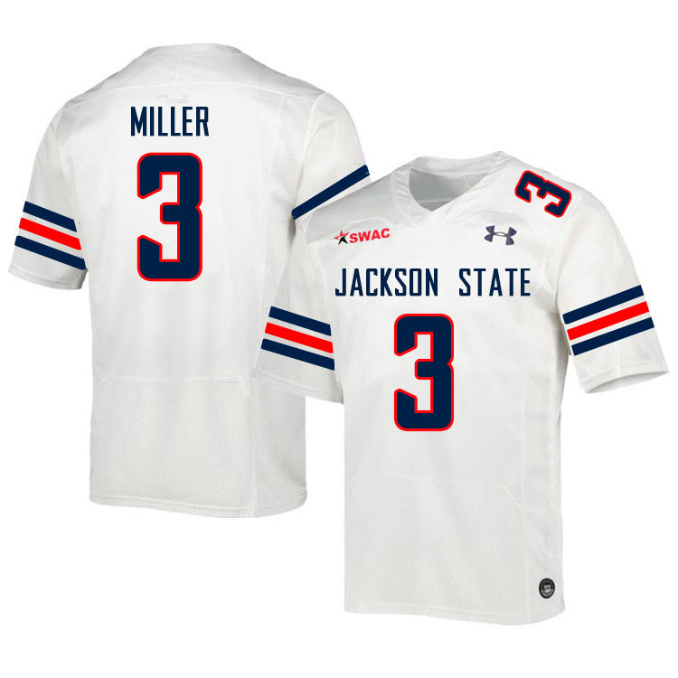 Men-Youth #3 Duke Miller Jackson State Tigers 2023 College Football Jerseys Stitched Sale-White
